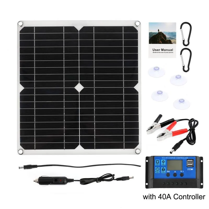 100w Solar Panel Dual 12v/5v USB With 30A Controller Waterproof Solar Cells Poly Solar Cells for Car Yacht RV Battery Charger
