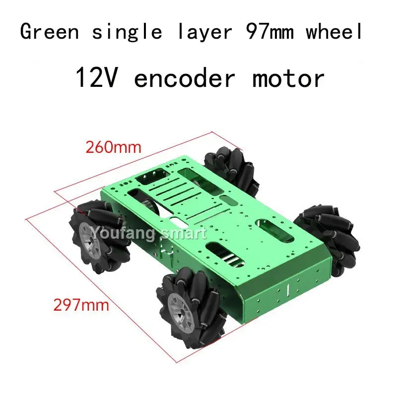 10KG Load 4WD Omnidirection Mecanum Robot Car 97mm Wheel 12V Encoder Motor Metal Chassis for Arduino for Raspberry Pi Robot Kit