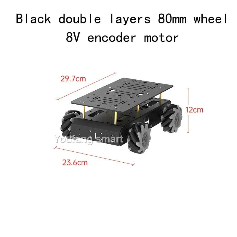 10KG Load 4WD Omnidirection Mecanum Robot Car 97mm Wheel 12V Encoder Motor Metal Chassis for Arduino for Raspberry Pi Robot Kit