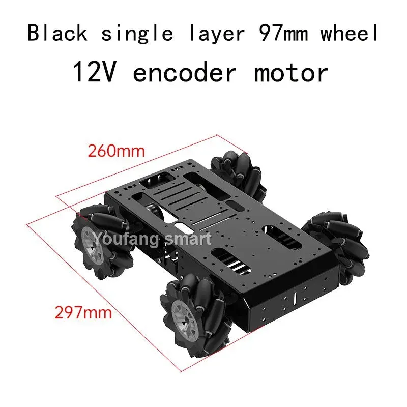 10KG Load 4WD Omnidirection Mecanum Robot Car 97mm Wheel 12V Encoder Motor Metal Chassis for Arduino for Raspberry Pi Robot Kit