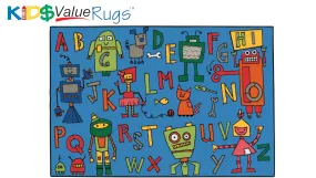 #11915 Reading Robots Rug, 3' x 4'6" Rectangle