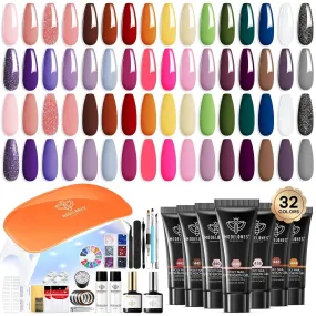 133-Piece Poly Nail Gel Kit: 32 Colors, UV Lamp & Complete Tools for DIY Nail Art