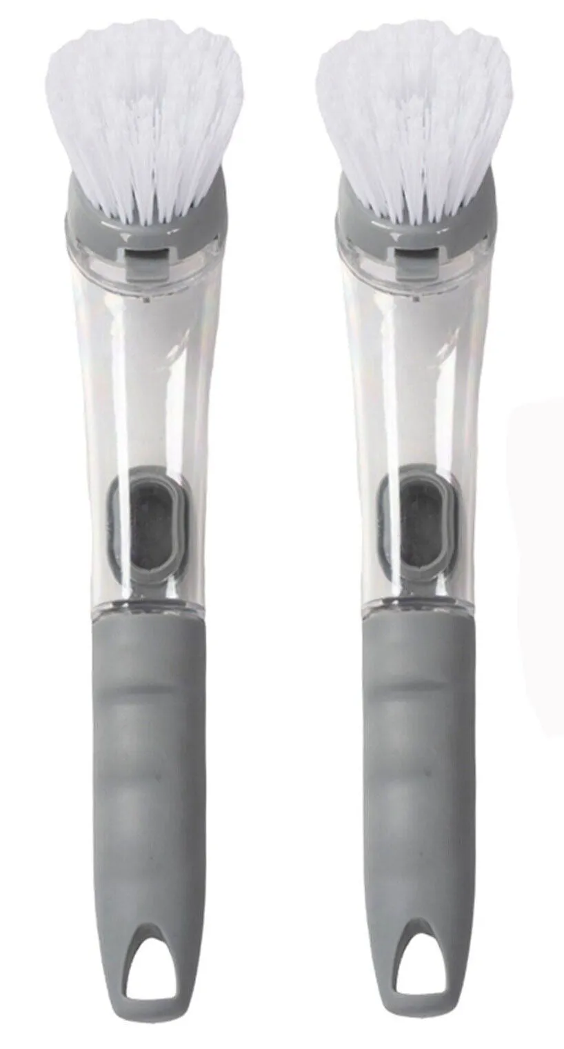 (2 Pack) Soap Dispenser Dish Brush Scrubber Cleaner Wand Scrub Refill Washing
