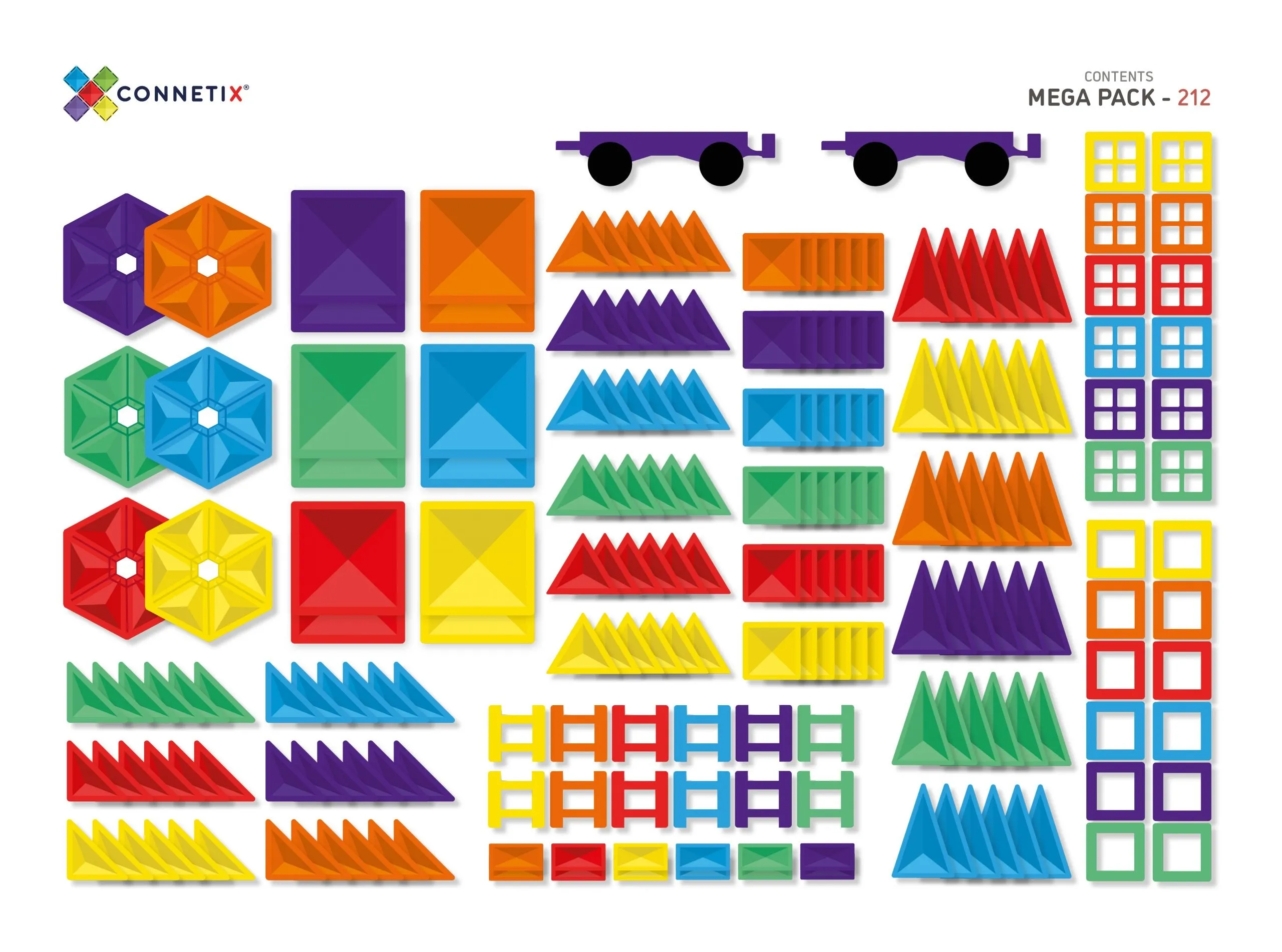 212 Piece Rainbow Mega Pack - Connetix Tiles *Click and Collect or In Store Purchase Only*