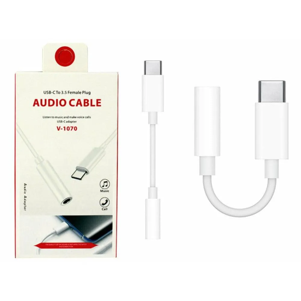 3.5mm VD USB-C to Audio Headphone Adaptor Cable - White | 233325