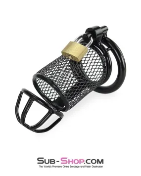 4725M-SIS      Caged Sissy Black Steel Tease and Denial Chastity Device