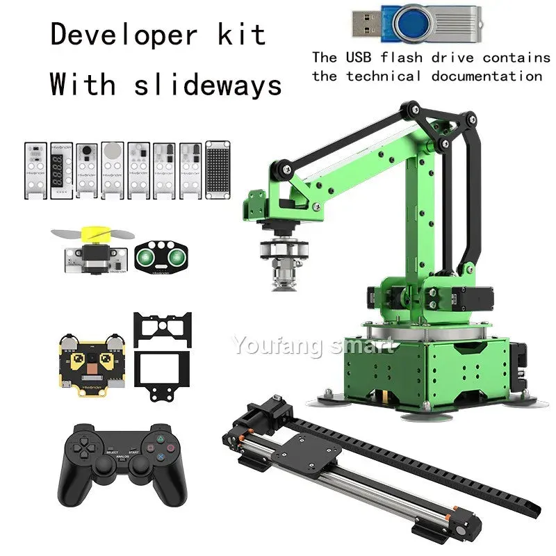 5 Axis Robot Arm with Guide Rails Suction Cup RC Robotics Manipulator for Arduino and AI Python ESP32 Programmable Robot DIY Kit