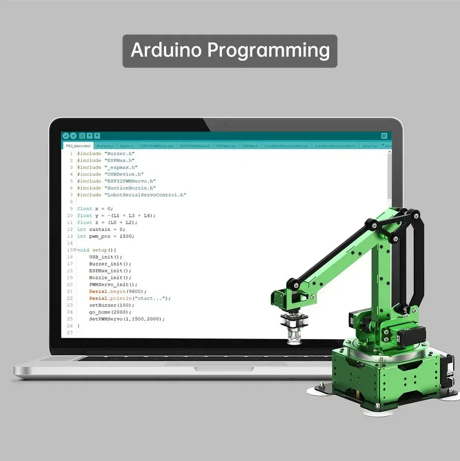 5 Axis Robot Arm with Guide Rails Suction Cup RC Robotics Manipulator for Arduino and AI Python ESP32 Programmable Robot DIY Kit
