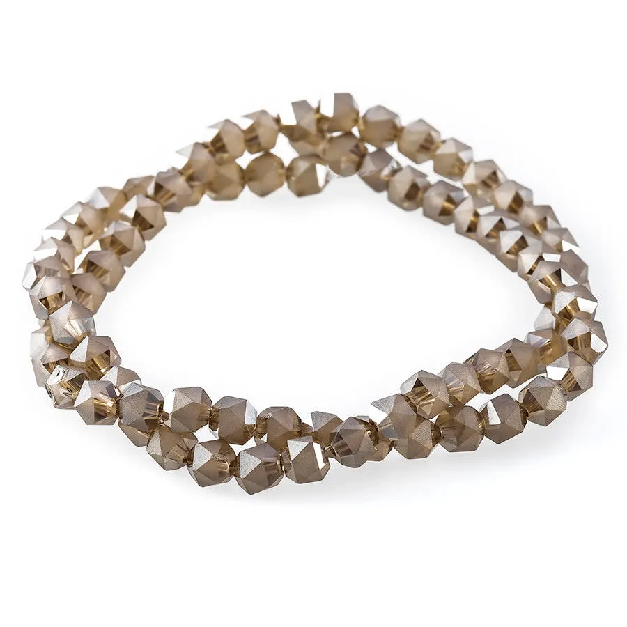 6mm Matte Silver Star Cut Glass Beads