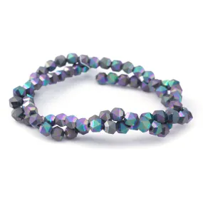 6mm Metallic Rainbow Matte Star Cut Glass Beads