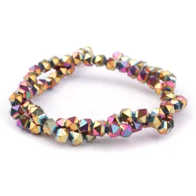 6mm Metallic Rainbow Red Star Cut Glass Beads
