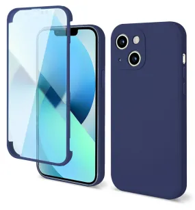 Anymob iPhone Blue Silicon Transparent Tempered Glass Shockproof Phone Case Soft Cover