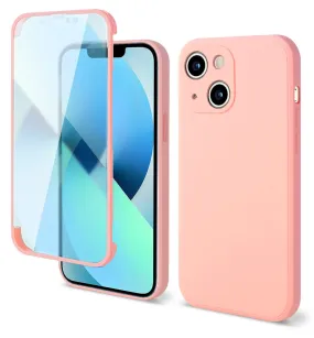 Anymob iPhone Pink Silicon Transparent Tempered Glass Shockproof Phone Case Soft Cover