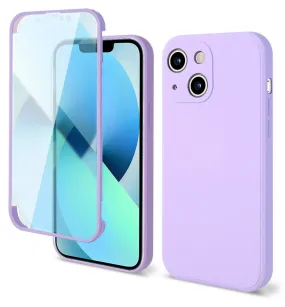 Anymob iPhone Purple Silicon Transparent Tempered Glass Shockproof Phone Case Soft Cover