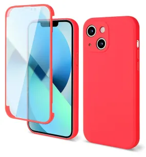 Anymob iPhone Red Silicon Transparent Tempered Glass Shockproof Phone Case Soft Cover