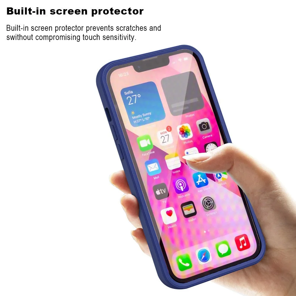 Anymob iPhone Red Silicon Transparent Tempered Glass Shockproof Phone Case Soft Cover