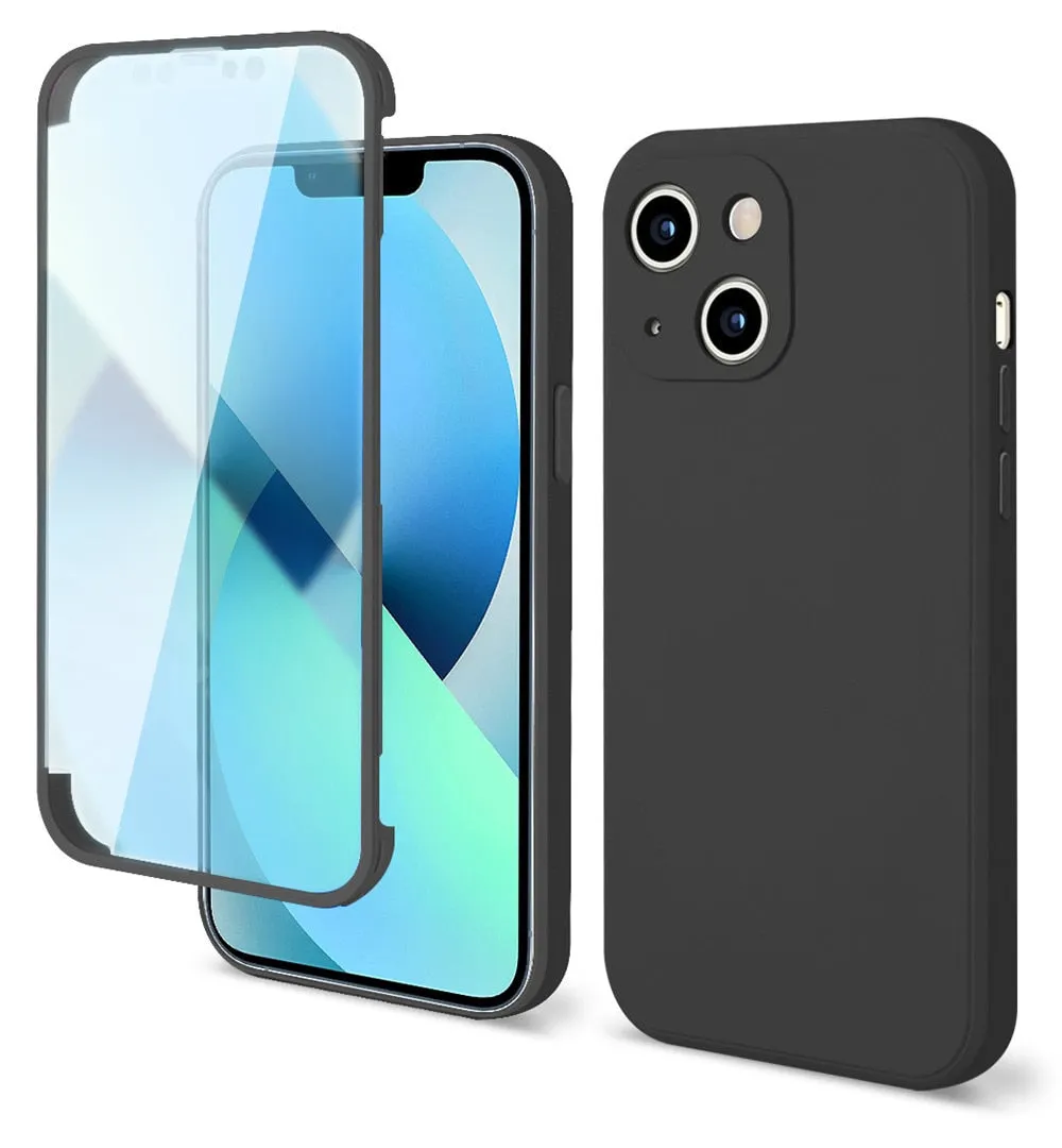 Anymob iPhone Red Silicon Transparent Tempered Glass Shockproof Phone Case Soft Cover