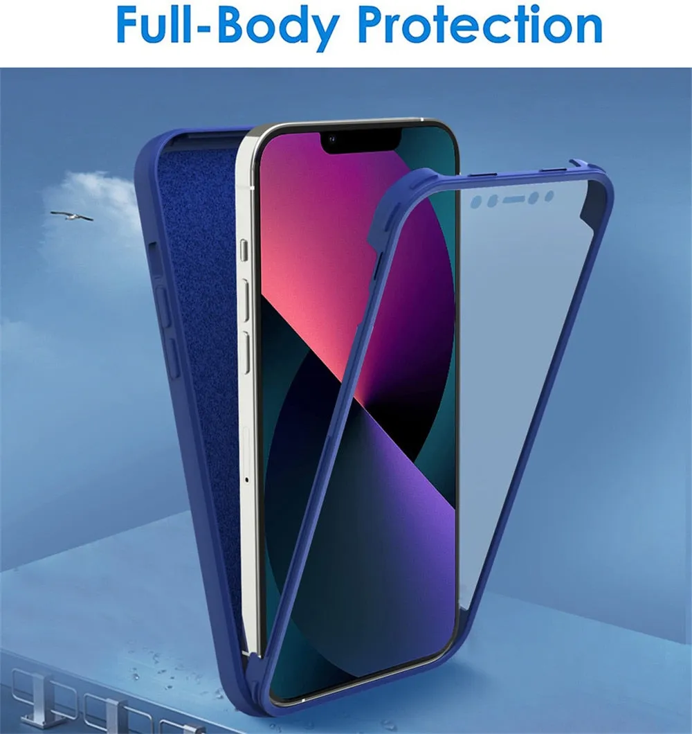 Anymob iPhone Red Silicon Transparent Tempered Glass Shockproof Phone Case Soft Cover
