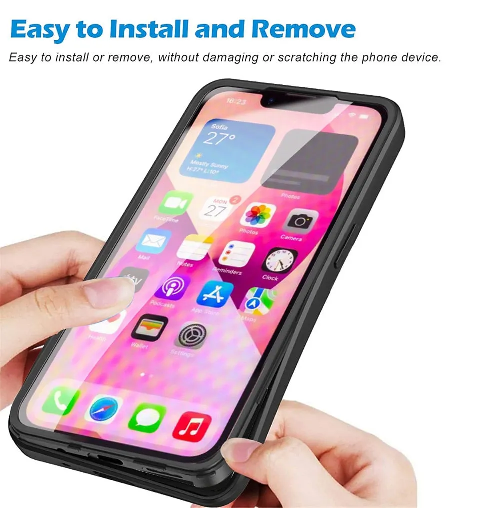 Anymob iPhone Red Silicon Transparent Tempered Glass Shockproof Phone Case Soft Cover