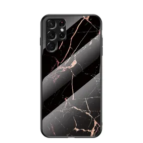 Anymob Samsung Black And Red Crack Marble Marble Pattern Case Shockproof Glass Phone Cover