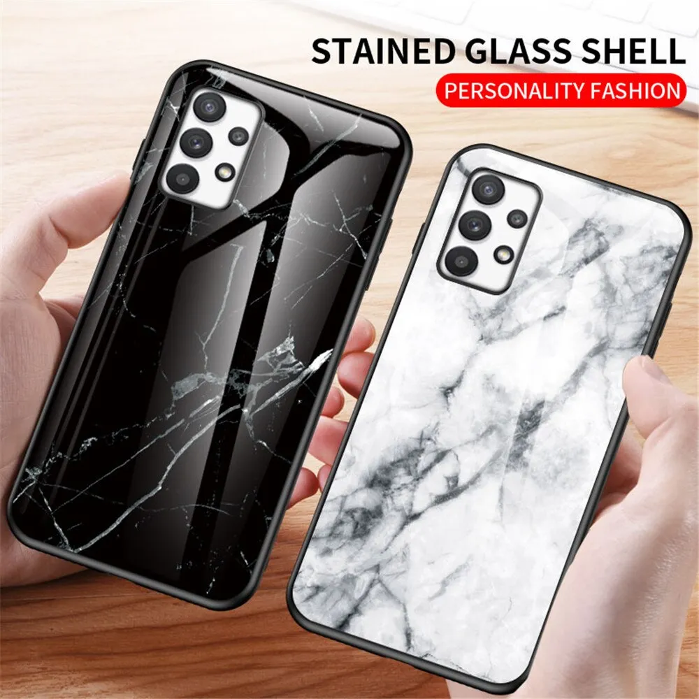 Anymob Samsung Black And Red Crack Marble Pattern Case Shockproof Glass Phone Cover