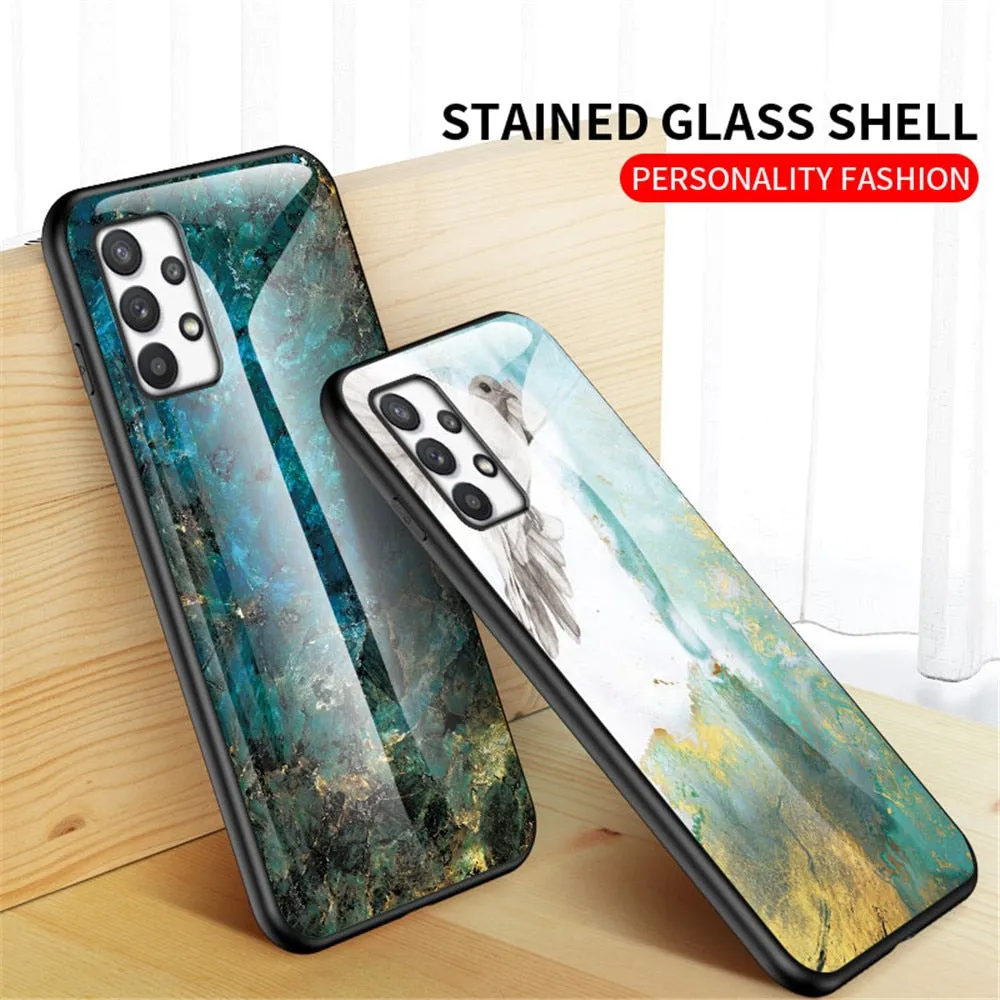Anymob Samsung Black And Red Crack Marble Pattern Case Shockproof Glass Phone Cover