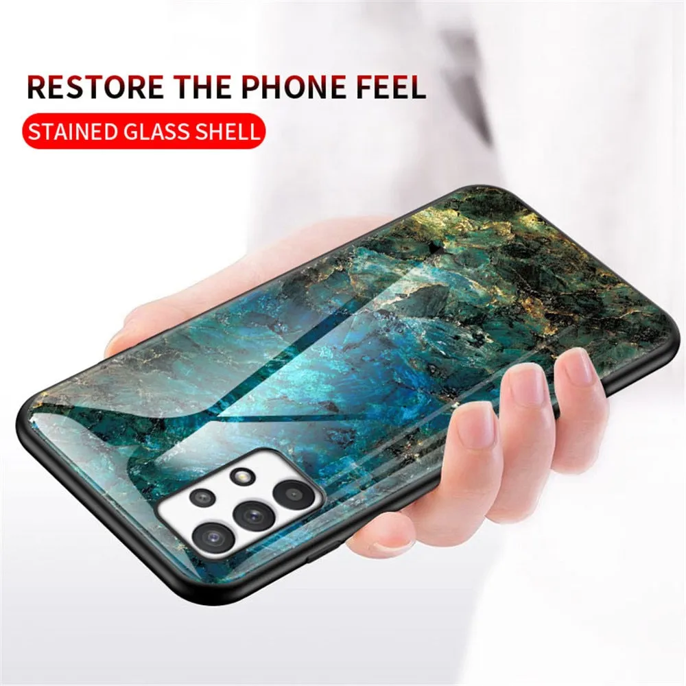 Anymob Samsung Black And Red Crack Marble Pattern Case Shockproof Glass Phone Cover