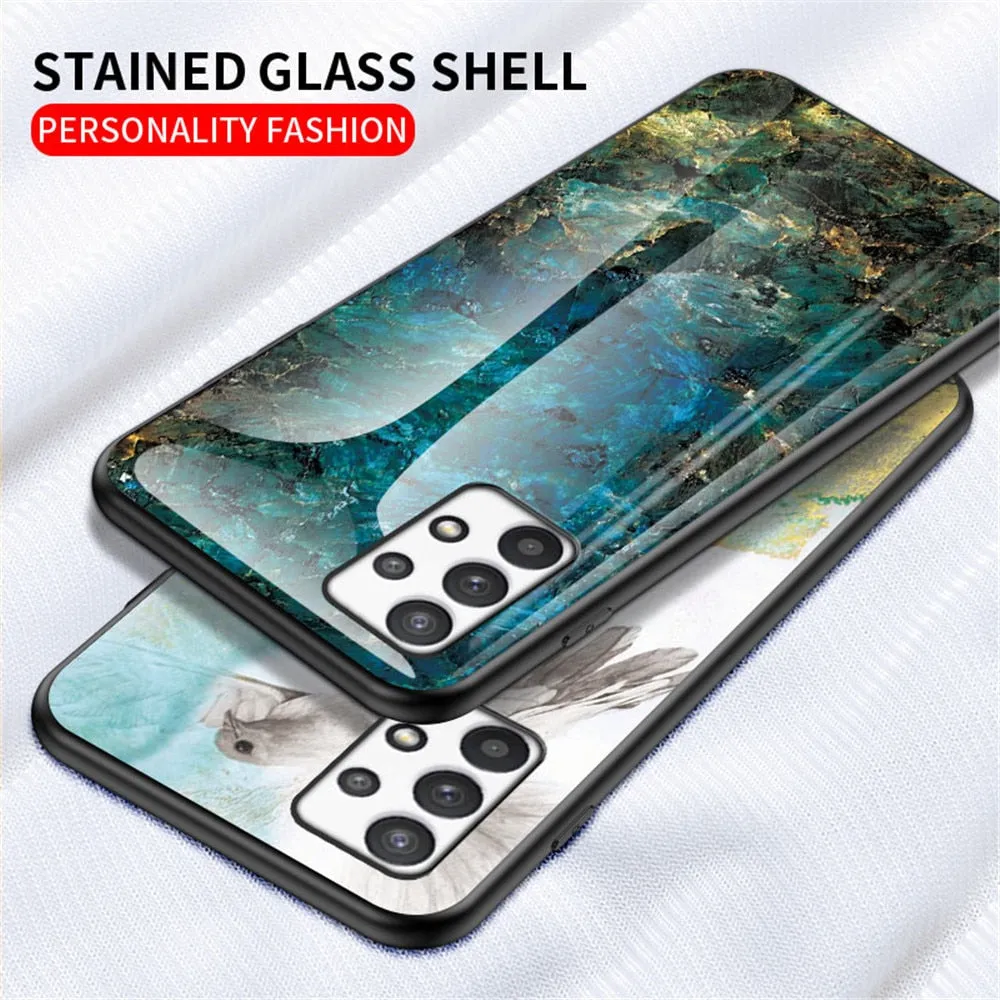 Anymob Samsung Black And Red Crack Marble Pattern Case Shockproof Glass Phone Cover