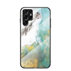 Anymob Samsung Dove And Dove And Green Gold Marble Pattern Case Shockproof Glass Phone Cover