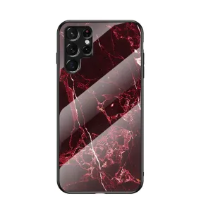 Anymob Samsung Maroon Marble Pattern Case Shockproof Glass Phone Cover
