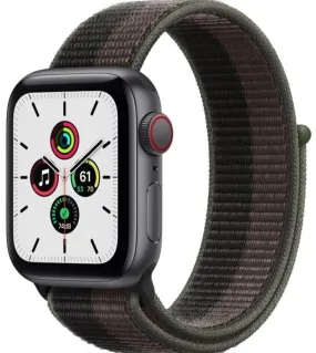 Apple Watch SE 40 mm (GPS CELLULAR) Space Grey Aluminium  Case With Tornado Sport Loop Band (MKQR3LL/A )
