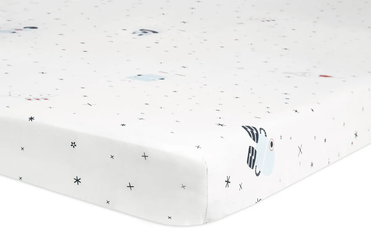 Babyletto Galaxy Floating Robots Fitted Mini Crib Sheet