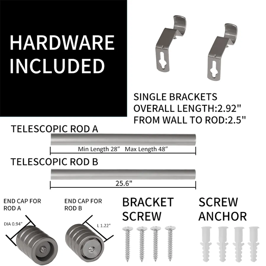 Basic Adjustable Silver Curtain Rod