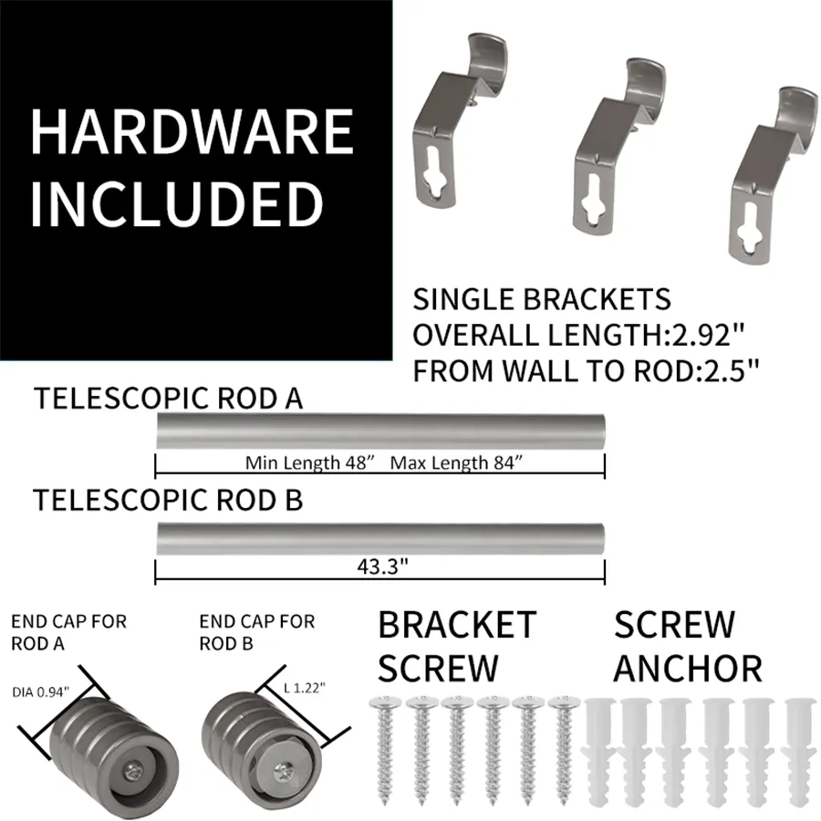 Basic Adjustable Silver Curtain Rod