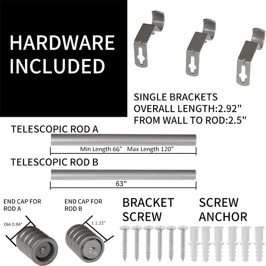 Basic Adjustable Silver Curtain Rod
