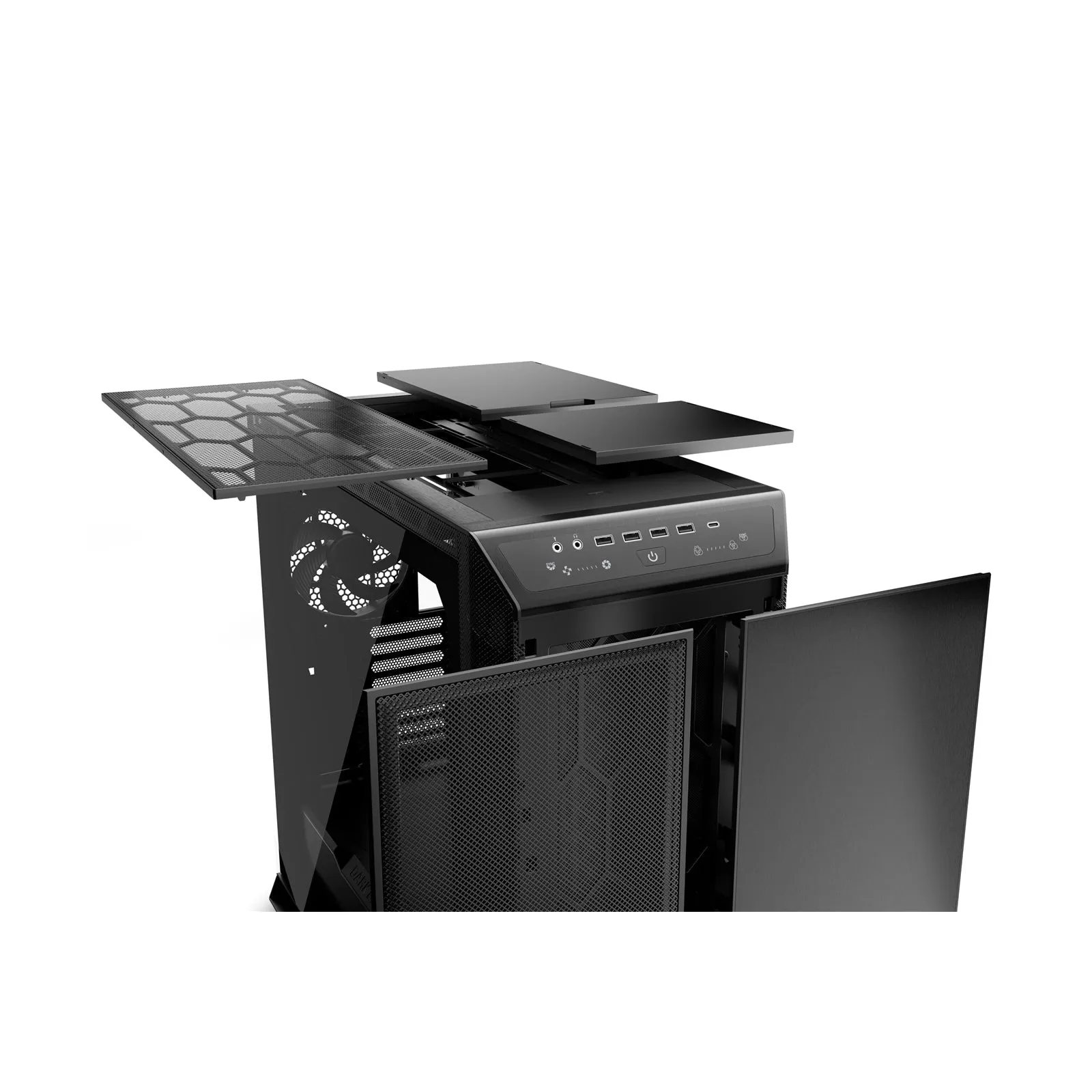 Be Quiet! Dark Base Pro 901 Gaming Case w/ Glass Window, E-ATX, ARGB 
 Strip, 3 Fans, Changeable Top & Front, QI Charger, Touch-Sensitive I/O, Black