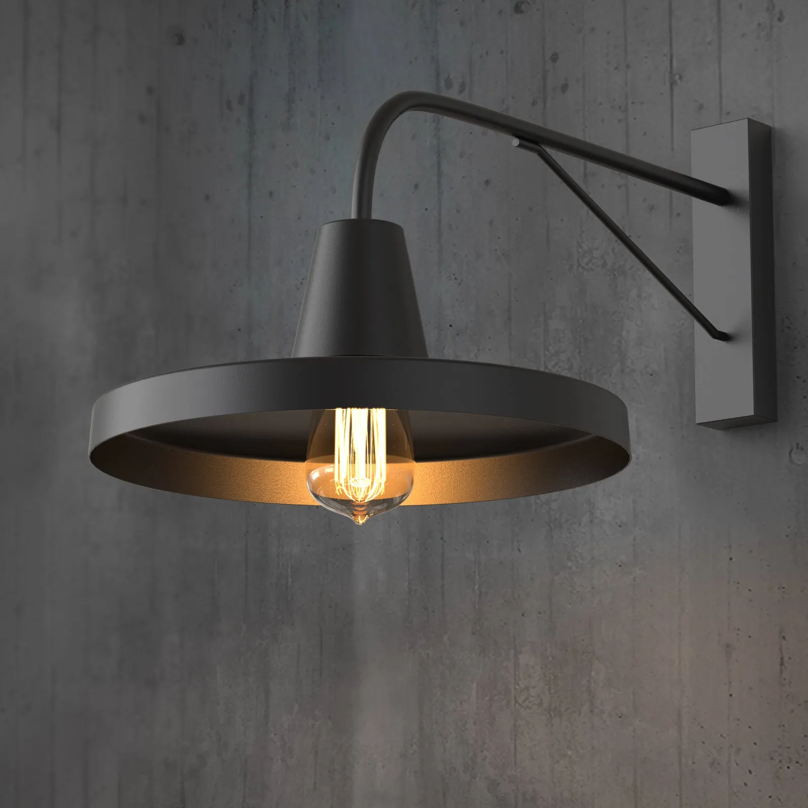 BIANCI Large Outdoor Exterior Wall Light Fixture Matt Black IP44 E27