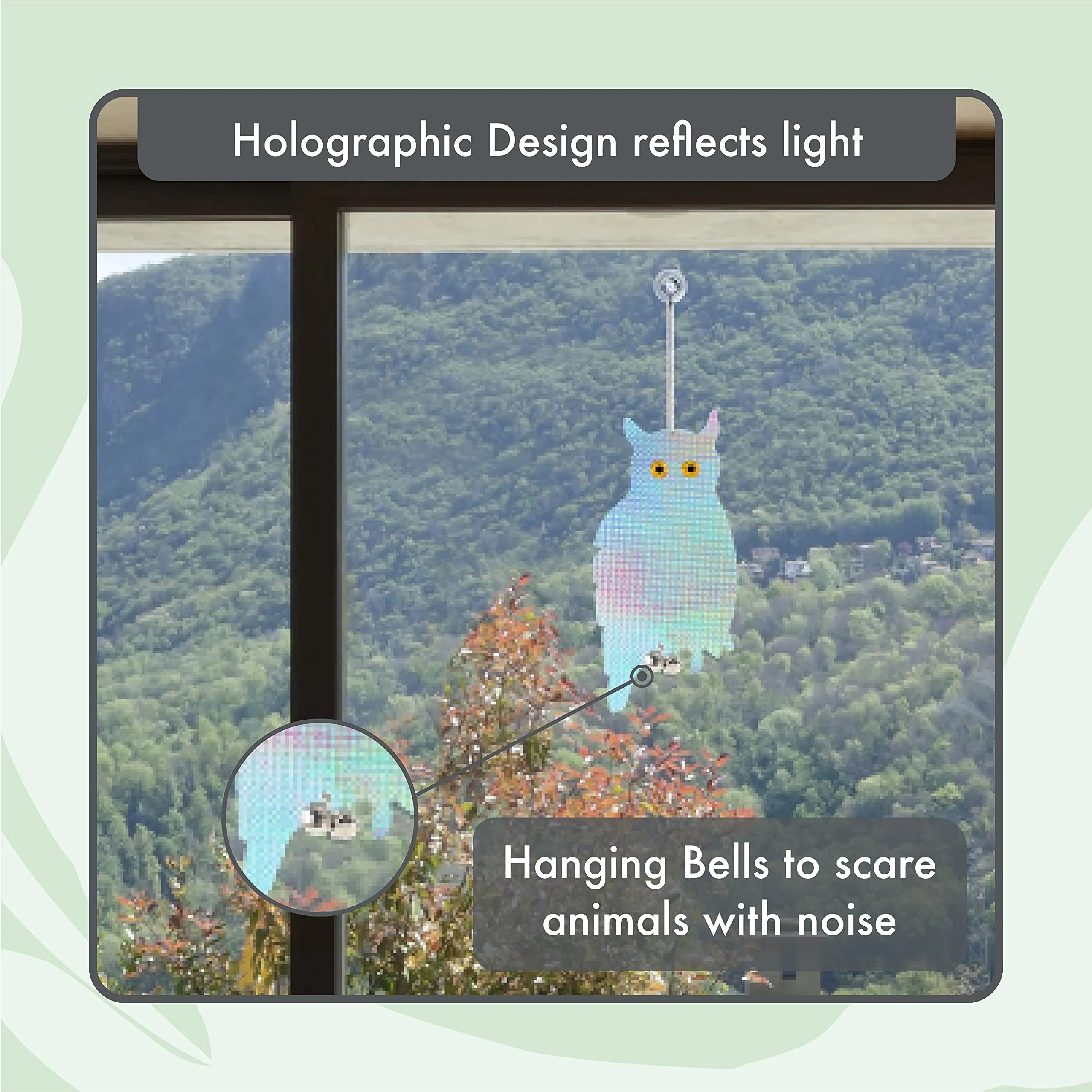 Bird Blinder Reflective Hanging Owl - Repellent Control (2 Pack)