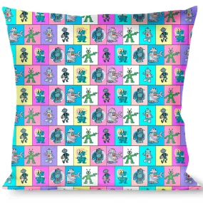 Buckle-Down Throw Pillow - Robots Pastel Blocks