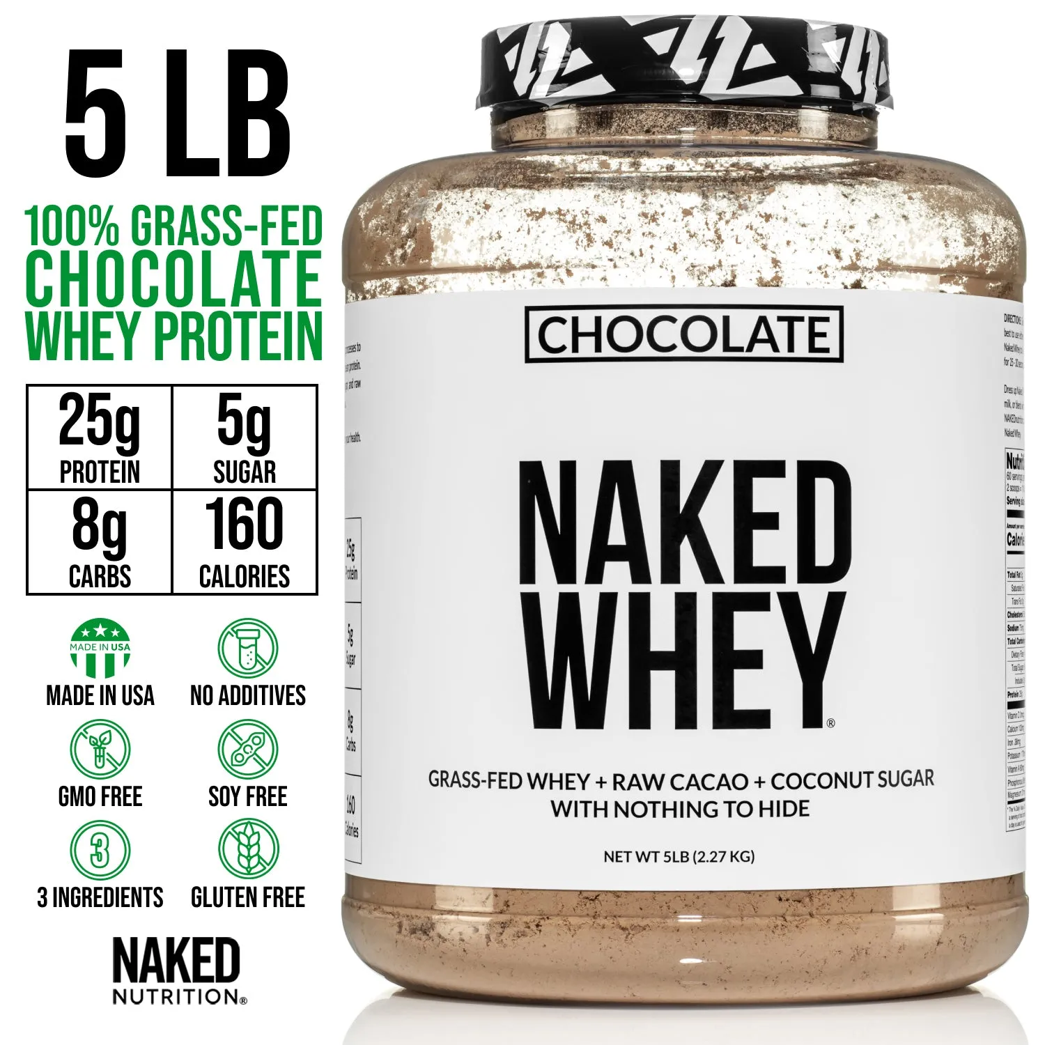 Chocolate Whey Protein Powder | Naked Chocolate Whey - 5LB