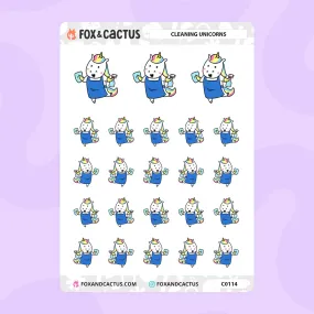 Cleaning Unicorn Stickers