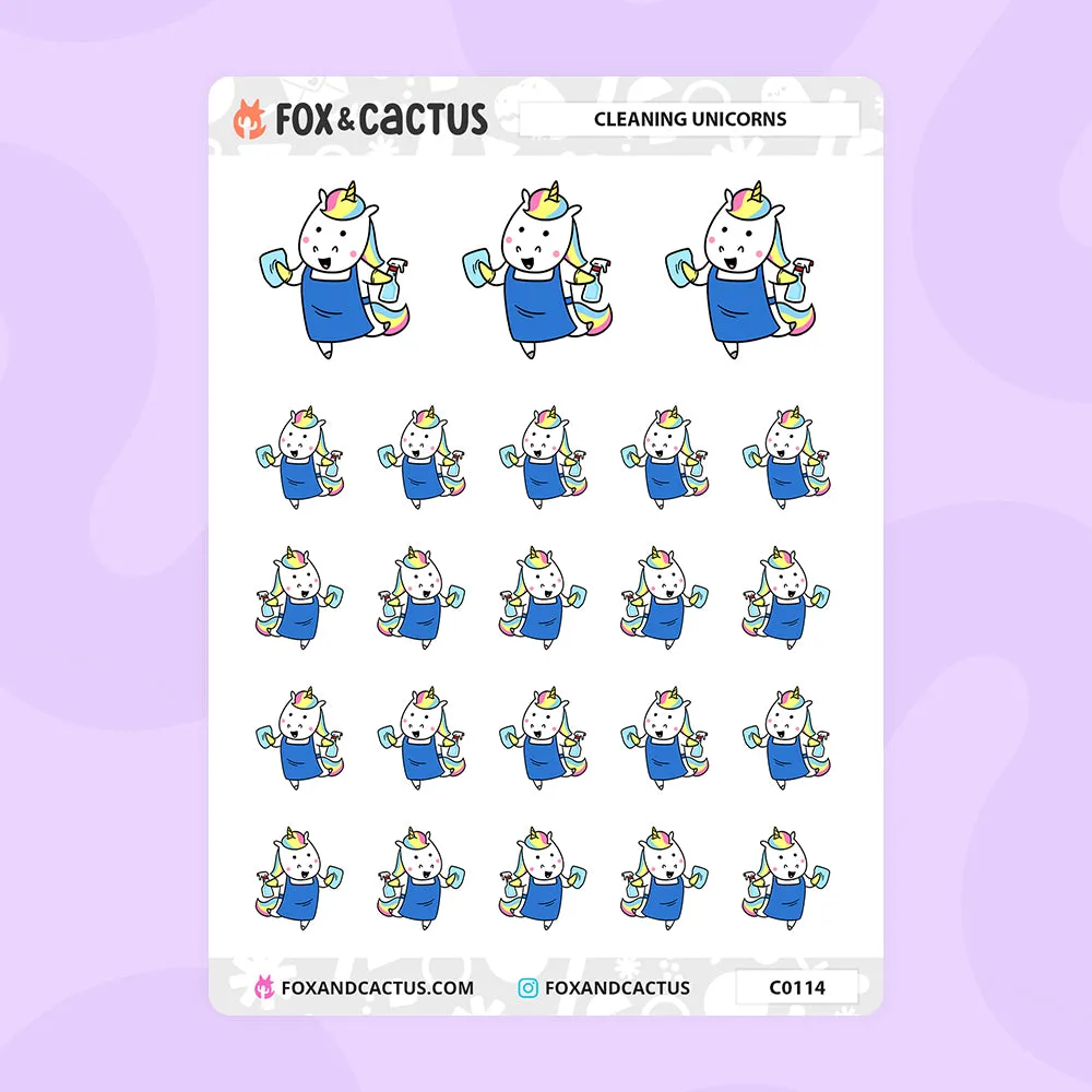 Cleaning Unicorn Stickers