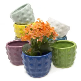 Convex Ceramic Pot With Drainage Hole And Saucer Kit