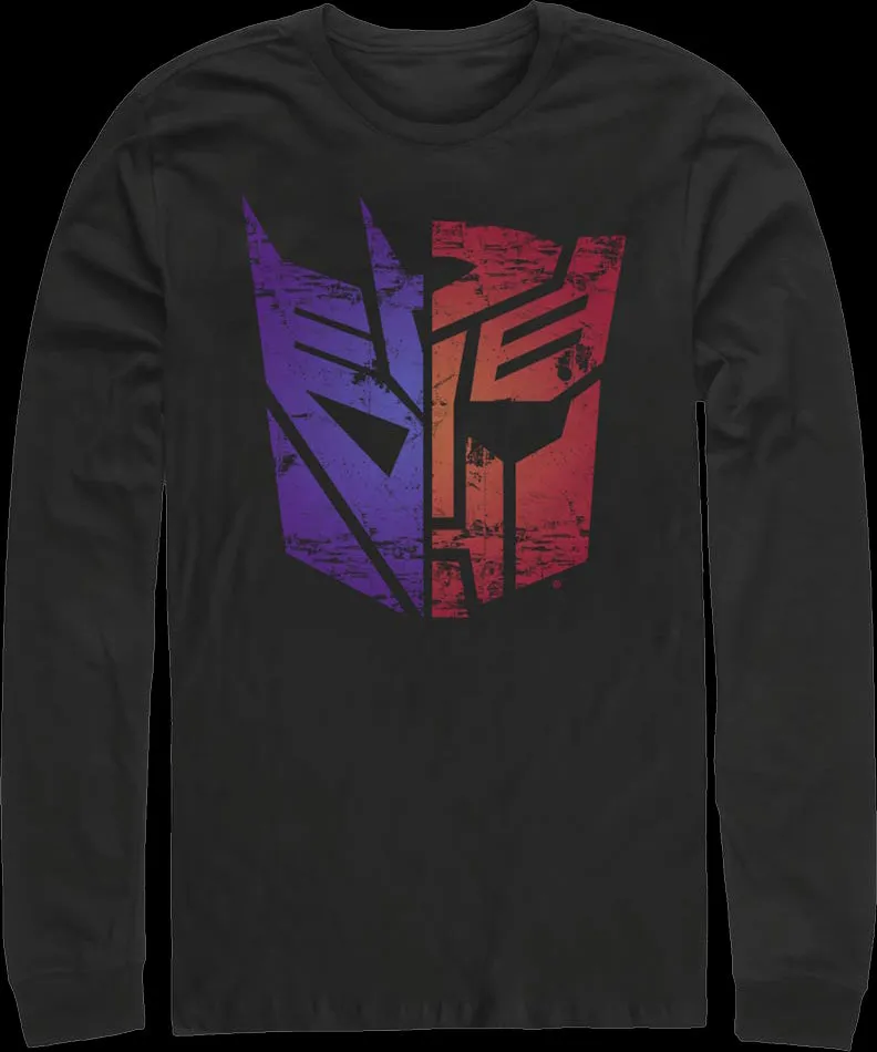 Decepticons Autobots Split Logos Transformers Long Sleeve Shirt