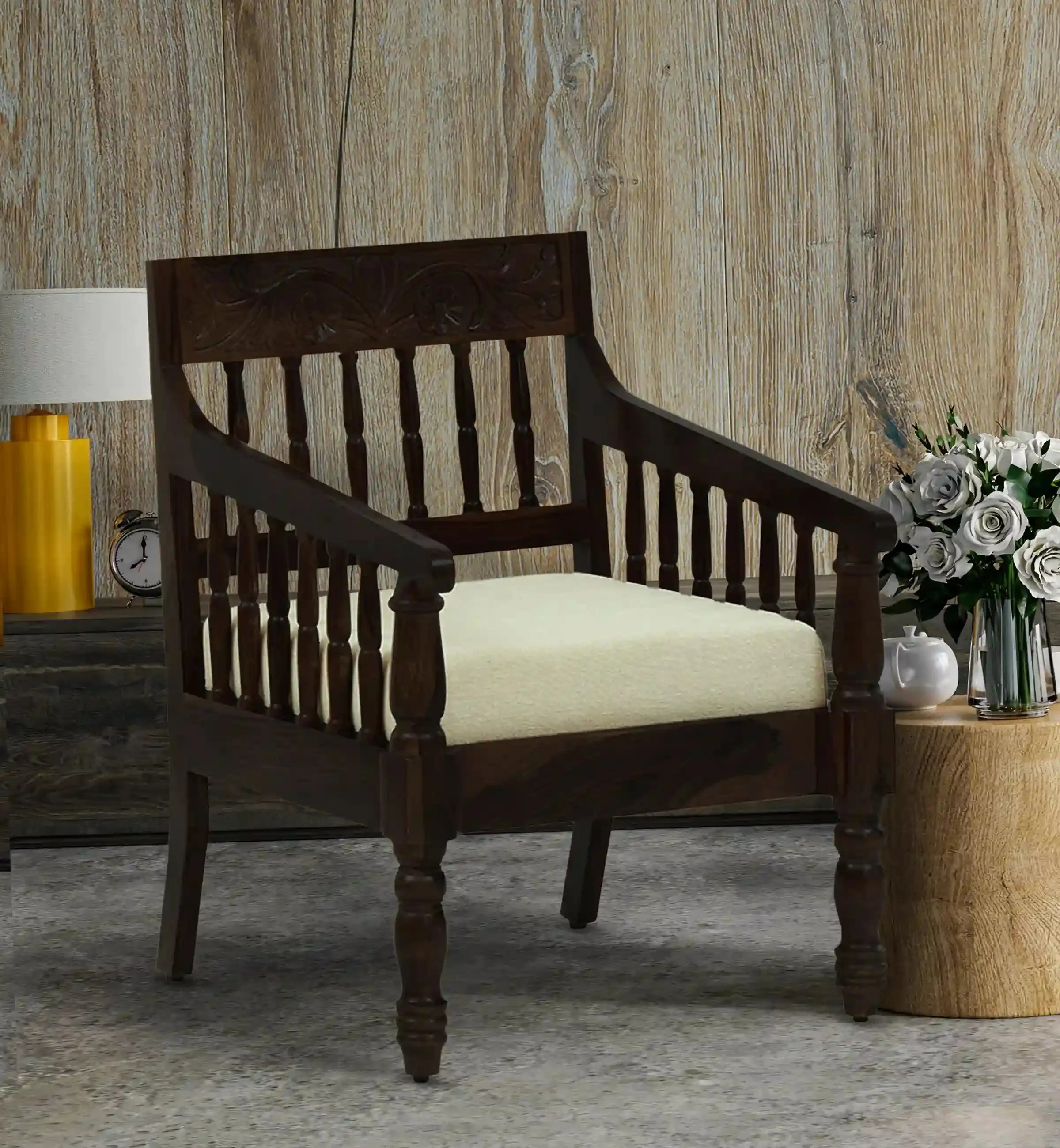 Devanti Traditional Solid Wood 1 Seater Sofa