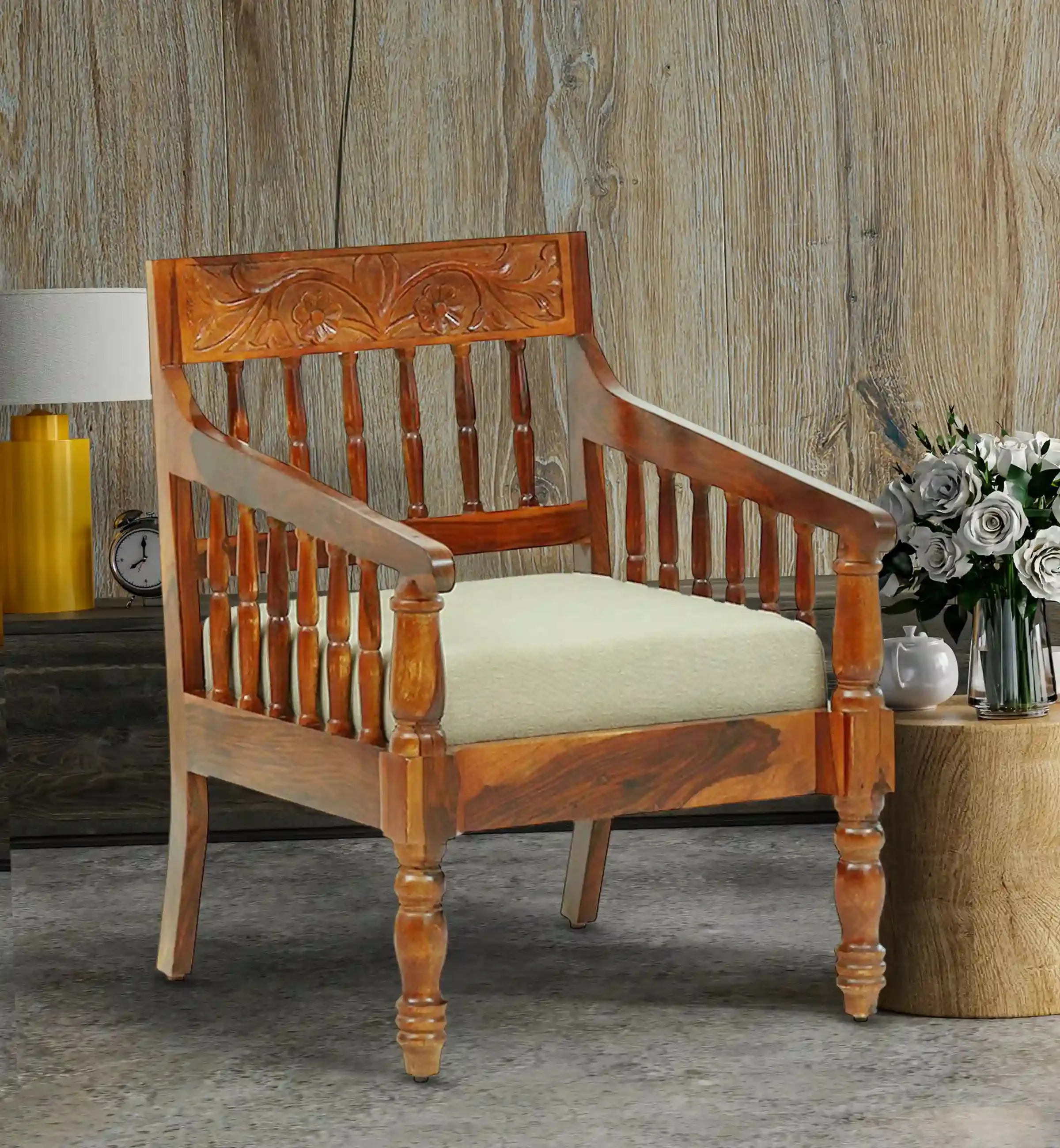 Devanti Traditional Solid Wood 1 Seater Sofa