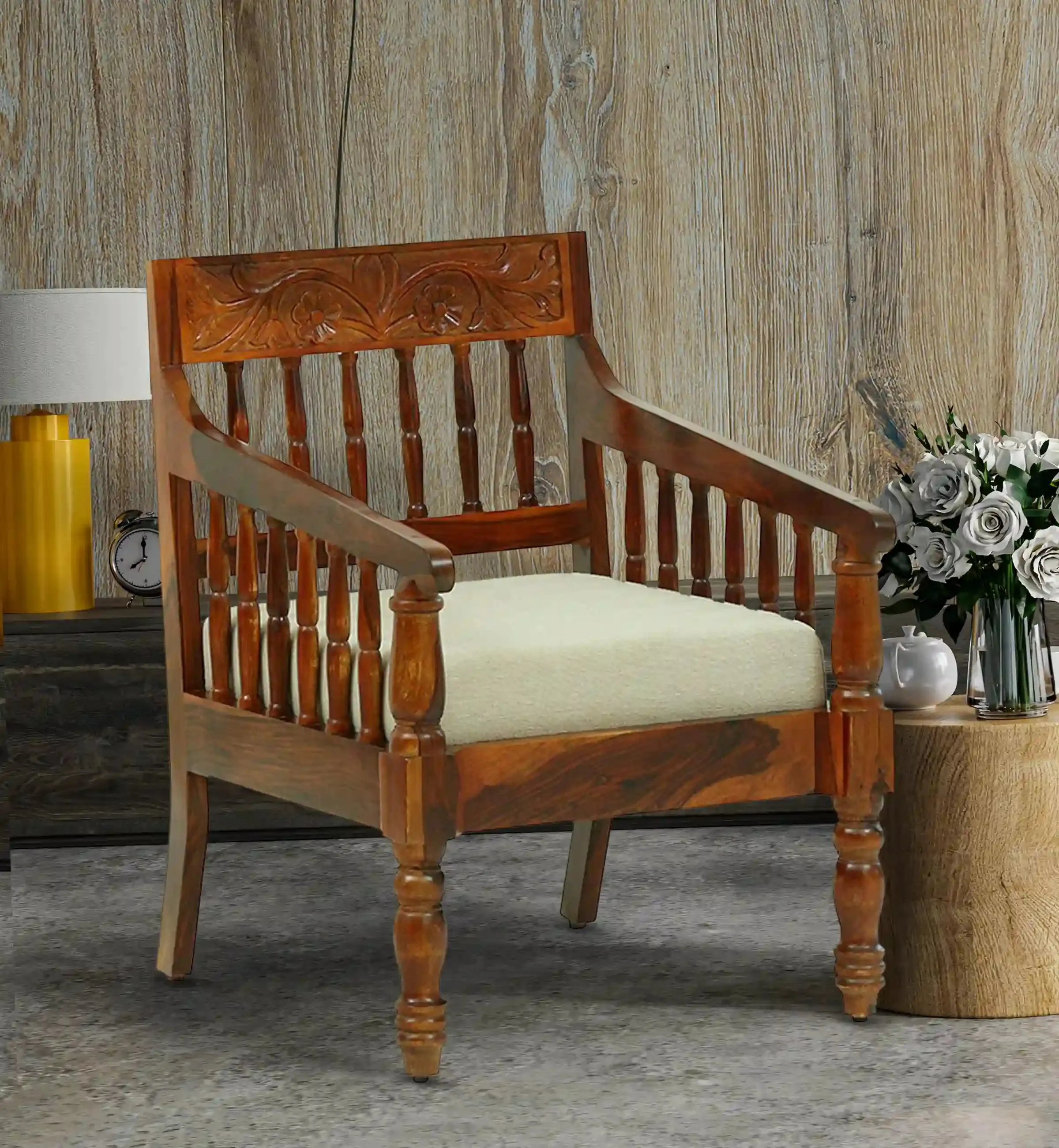 Devanti Traditional Solid Wood 1 Seater Sofa