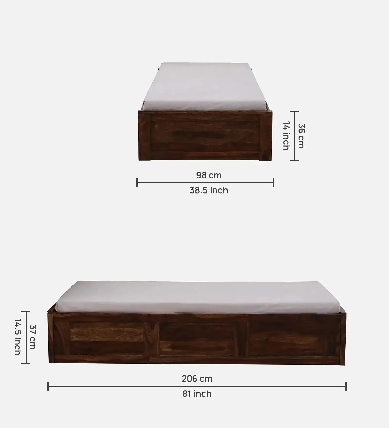 Divyam Sheesham Wood Single Storage Beds