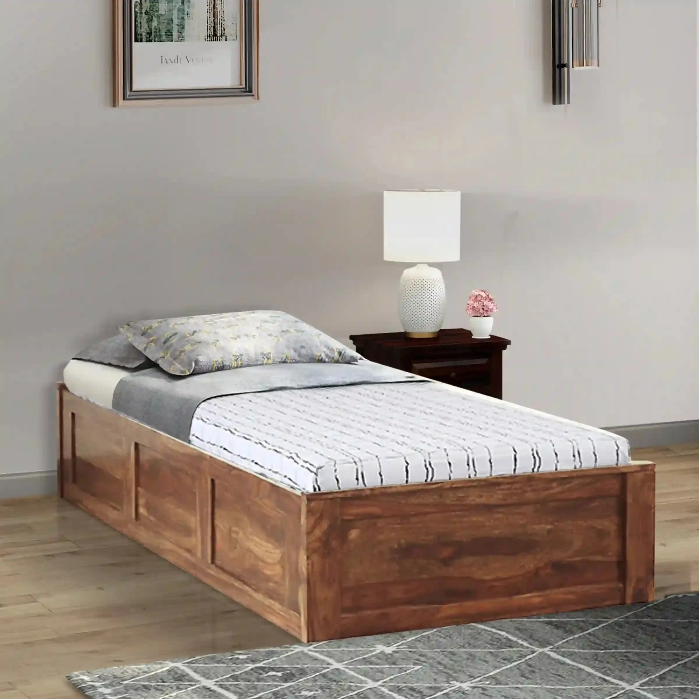 Divyam Sheesham Wood Single Storage Beds