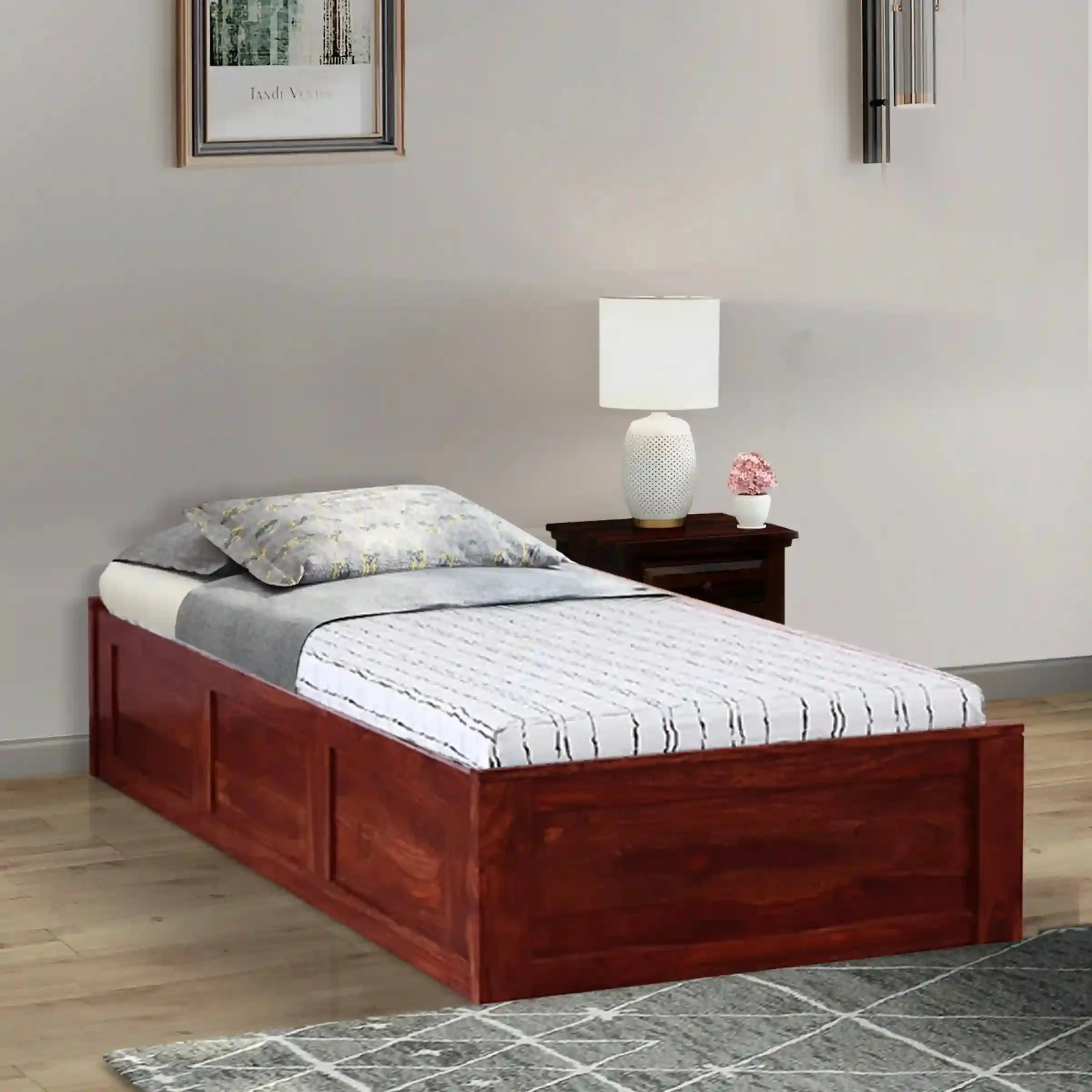 Divyam Sheesham Wood Single Storage Beds